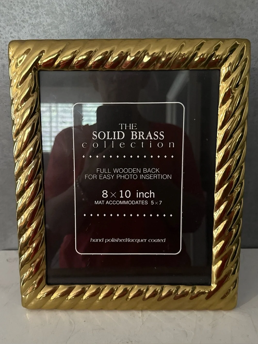 VINTAGE SOLID BRASS PICTURE FRAME FITS 8X10 WOOD BACK - Picture 1 of 7